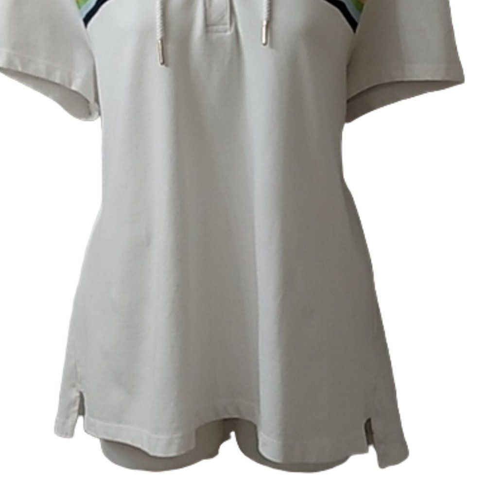 Tommy Hilfiger White with Rainbow Stripe Short Sleeve Hooded T-Shirt Tee Size XL - Picture 4 of 10